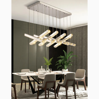 MIRODEMI® Cagno | Elegant Crystal Chandelier with Stainless Steel Pendant for Dining Rooms