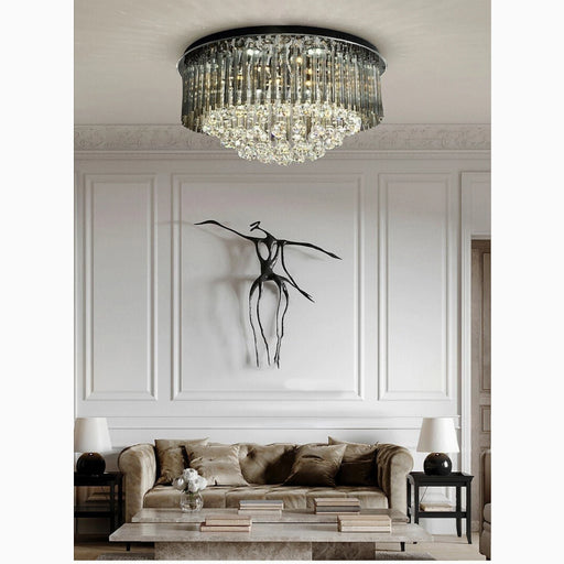 MIRODEMI® Cairo Montenotte | Black Modern Round Crystal Ceiling Chandelier