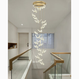 MIRODEMI Camogli | Elegant LED Chandelier with Hanging Butterflies for Staircase