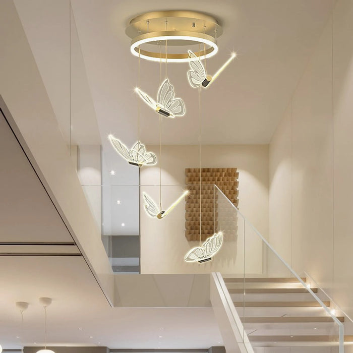 MIRODEMI® Camogli | Beautiful Designer LED Chandelier with Hanging Butterflies 