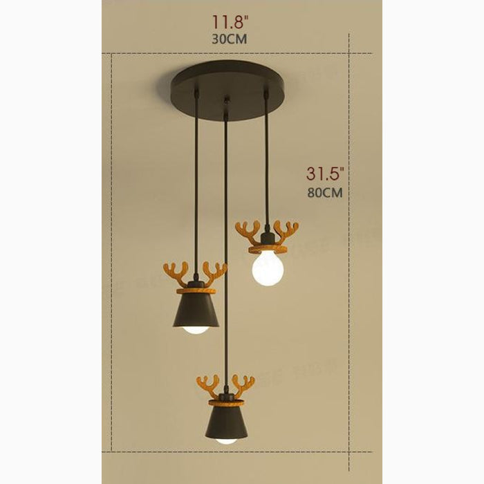 MIRODEMI Cap-d'Ail Creative Ceiling Light with Deer Antlers Design 3 Heads Size