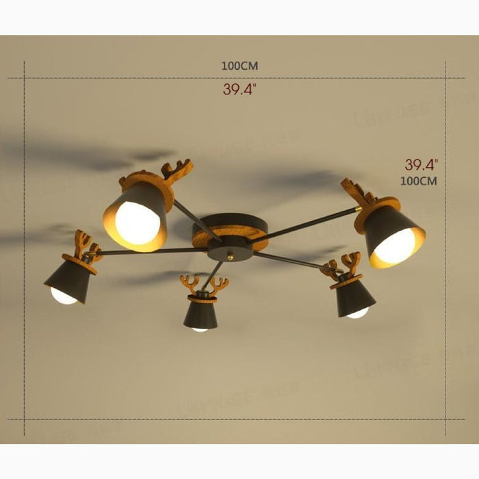 MIRODEMI Cap-d'Ail Creative Ceiling Light with Deer Antlers Design 5 Heads Size Decoration