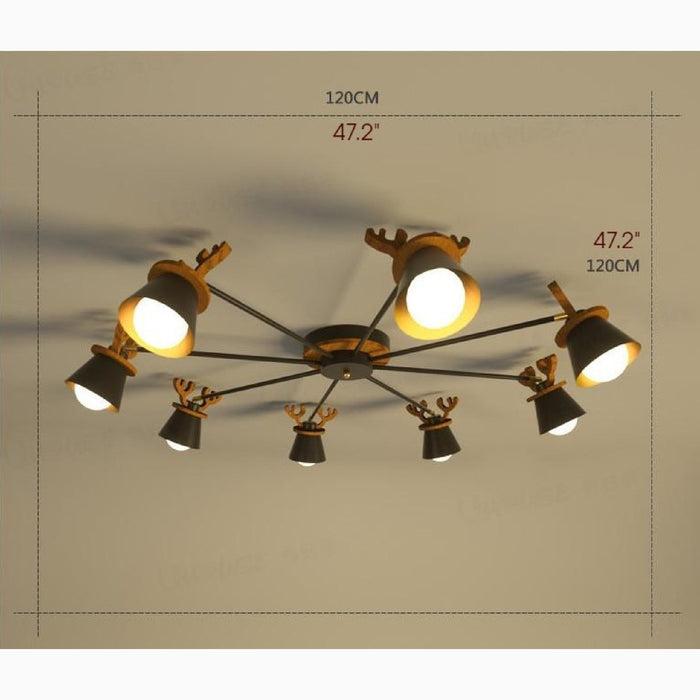 MIRODEMI Cap-d'Ail Creative Ceiling Light with Deer Antlers Design 8 Heads Size