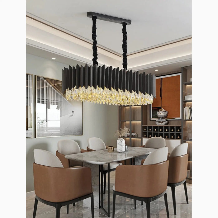 MIRODEMI® Carcare | Black Rectangle Crystal Chandelier for Dining Room
