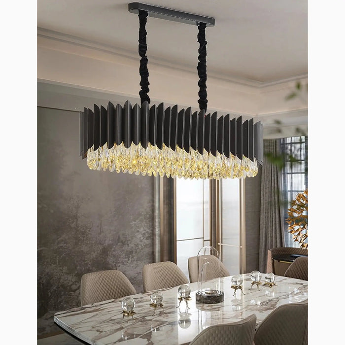MIRODEMI® Carcare | Black Rectangle Crystal Chandelier for House