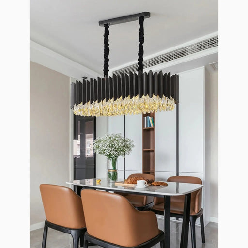 MIRODEMI® Carcare | Black Rectangle Crystal Chandelier for Living Room