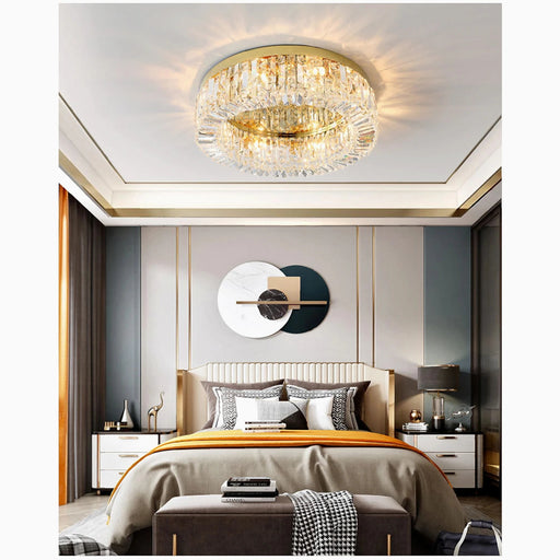 MIRODEMI® Carcare | Eminent Drum golden Crystal Chandelier for Ceiling