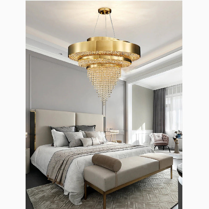 MIRODEMI® Castelbianco | Unique Gold LED Chandelier With Crystals