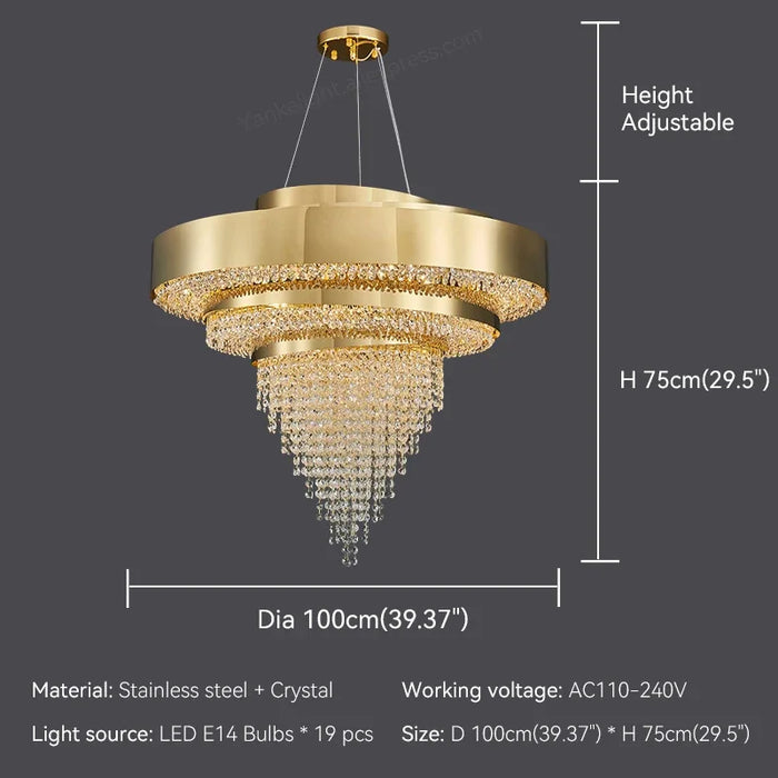 MIRODEMI® Castelbianco | Unique Gold LED Chandelier With Crystals