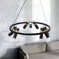 MIRODEMI Celerina/Schlarigna Round Black Metal LED Pendant Light For Home