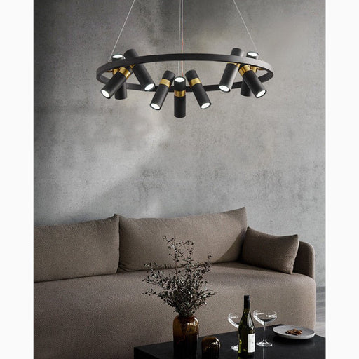 MIRODEMI Celerina/Schlarigna Round Black Metal LED Pendant Light For Living Room