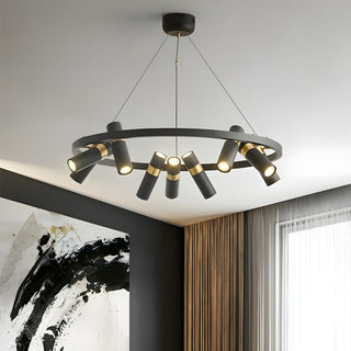 MIRODEMI Celerina/Schlarigna Round Black Metal LED Pendant Chandelier For Home Decor