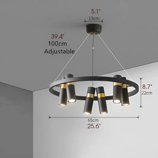 MIRODEMI Celerina/Schlarigna Round Black Metal LED Pendant Light Interior Parameters 6 heads