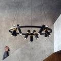 MIRODEMI Celerina/Schlarigna Round Black Metal LED Pendant Light For Staircase