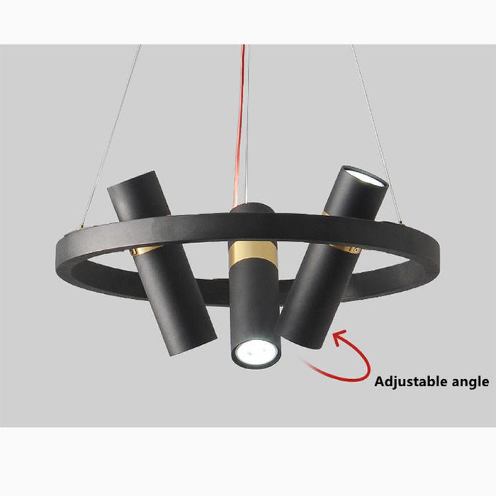 MIRODEMI Celerina/Schlarigna Round Black Metal LED Pendant Light Adjustable Angle