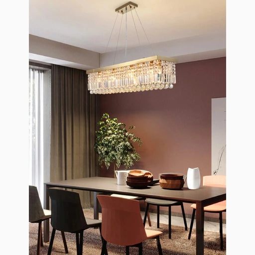 MIRODEMI® Ceriale | Gold Rectangle Crystal Chandelier for Dining Room