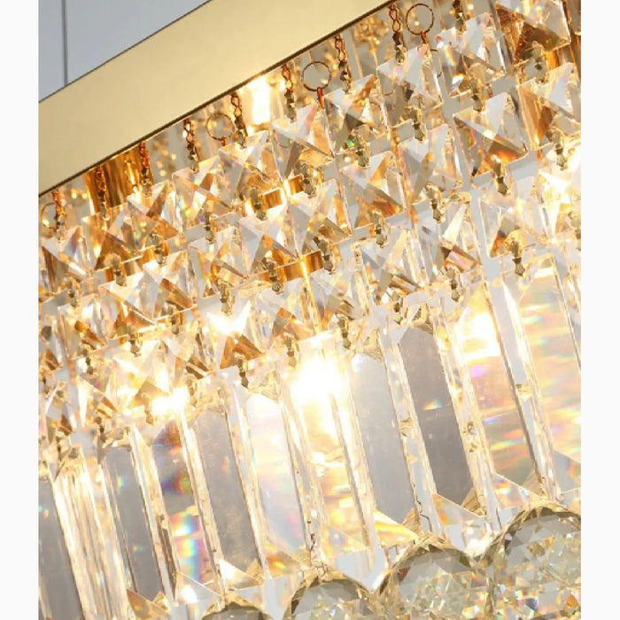 MIRODEMI® Ceriale | Exclusive Gold Rectangle Crystal Chandelier for Dining Room