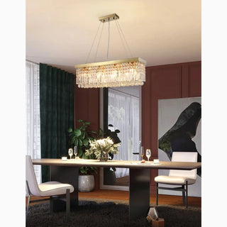 MIRODEMI® Ceriale | Gold Rectangle Crystal Chandelier for Kitchen