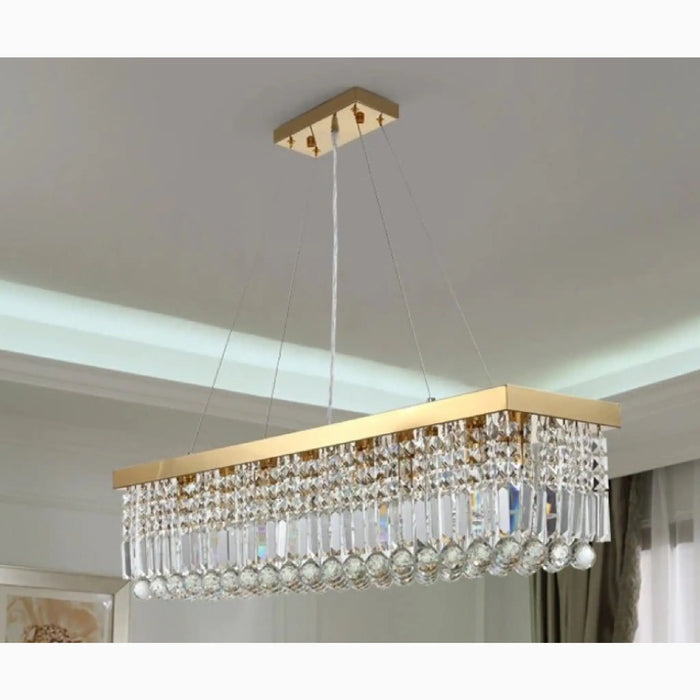 MIRODEMI® Ceriale | Aesthetic Gold Rectangle Crystal Chandelier for Home