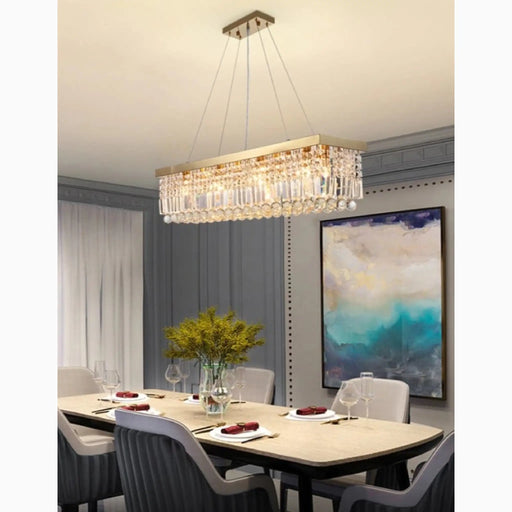 MIRODEMI® Ceriale | Gold Rectangle Design Crystal Chandelier for Dining Room
