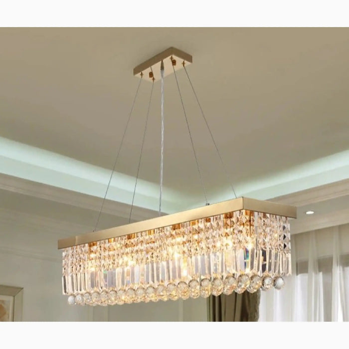 MIRODEMI® Ceriale | Stylish Gold Rectangle Crystal Chandelier for Dining Room
