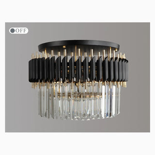 MIRODEMI® Ceriale | Grand Black Modern Crystal Ceiling Chandelier off