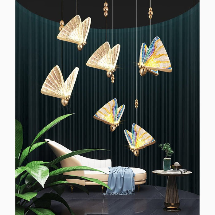 MIRODEMI Cervo Crystal Pendant Light With Hanging Butterflies For Home Decoration