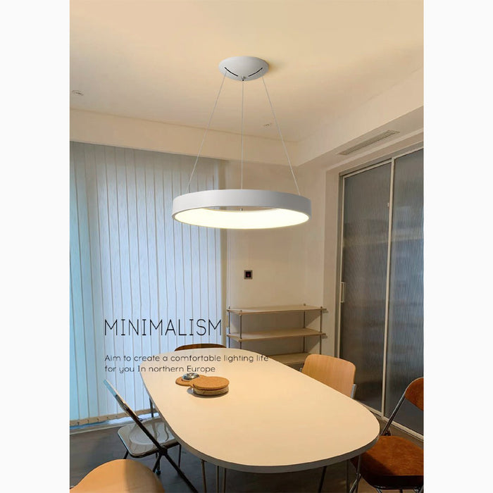 MIRODEMI Champery Minimalistic White Chandelier In The Shape Of Circle For Living Room