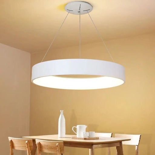 MIRODEMI Champery Minimalistic White Chandelier In The Shape Of Circle For Dining Room