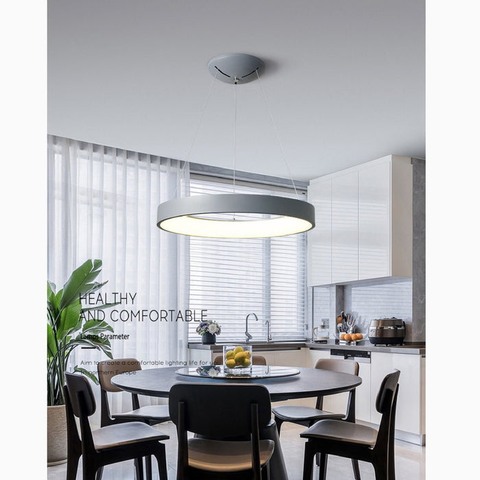 MIRODEMI Champery Minimalistic White Chandelier In The Shape Of Circle For Dining Room