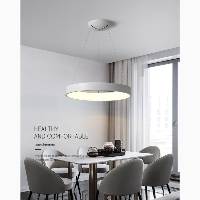 MIRODEMI Champery Minimalistic White Chandelier In The Shape Of Circle Simple Decoration