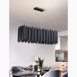 MIRODEMI® Châteauneuf-Villevieille | Stylish Black LED Stainless Steel Chandelier for Dining Room