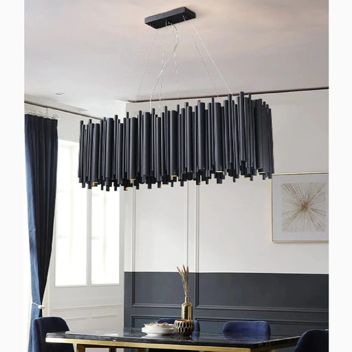 MIRODEMI® Châteauneuf-Villevieille | Stylish Black LED Stainless Steel Chandelier for Home