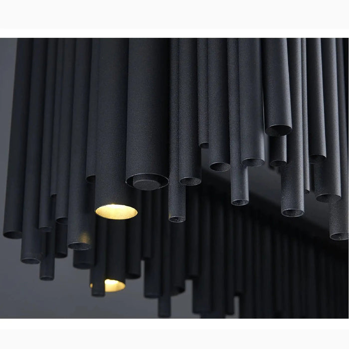MIRODEMI® Châteauneuf-Villevieille | Stylish Black LED Stainless Steel Chandelier in details