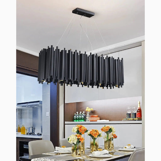 MIRODEMI® Châteauneuf-Villevieille | Stylish Black LED Stainless Steel Chandelier