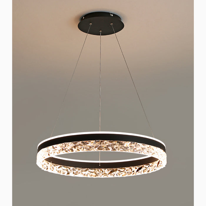 MIRODEMI Châtel-Saint-Denis Crystal Chandelier In The Shape Of Ring Black 