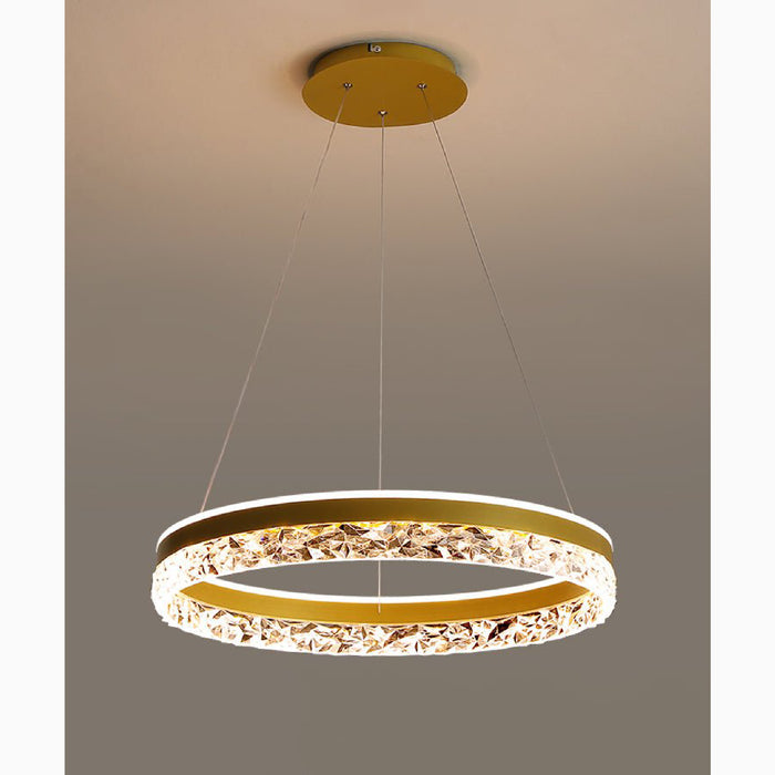 MIRODEMI Châtel-Saint-Denis Crystal Chandelier In The Shape Of Ring Gold Color