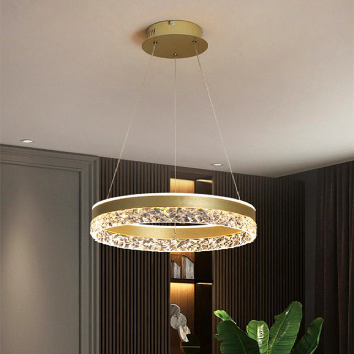 MIRODEMI Châtel-Saint-Denis Crystal Chandelier In The Shape Of Ring Gold