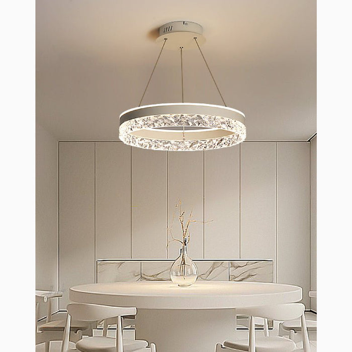 MIRODEMI Châtel-Saint-Denis Crystal Chandelier In The Shape Of Ring White Dining Room