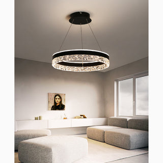 MIRODEMI Châtel-Saint-Denis Crystal Chandelier In The Shape Of Ring Black Living Room