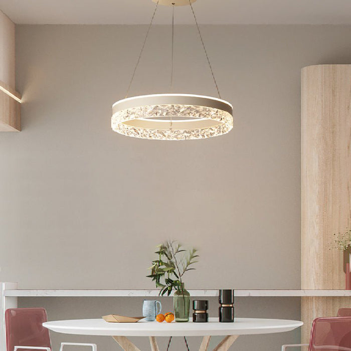 MIRODEMI Châtel-Saint-Denis Crystal Chandelier In The Shape Of Ring White For Kitchen