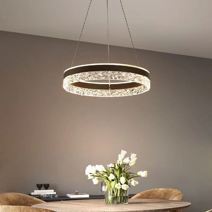MIRODEMI Châtel-Saint-Denis Crystal Chandelier In The Shape Of Ring Gold Drum