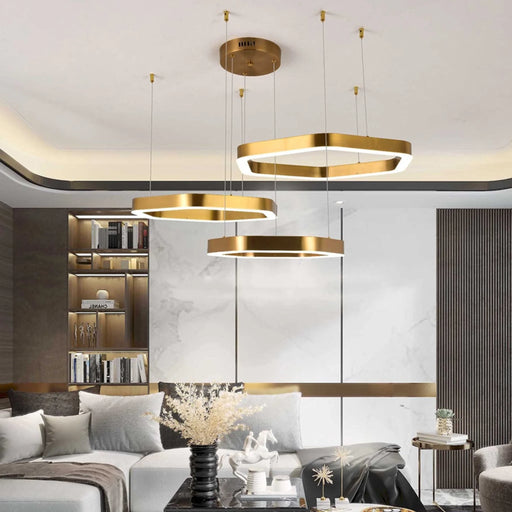 MIRODEMI® Châtelet | Hexagon Gold Chandelier for Living room