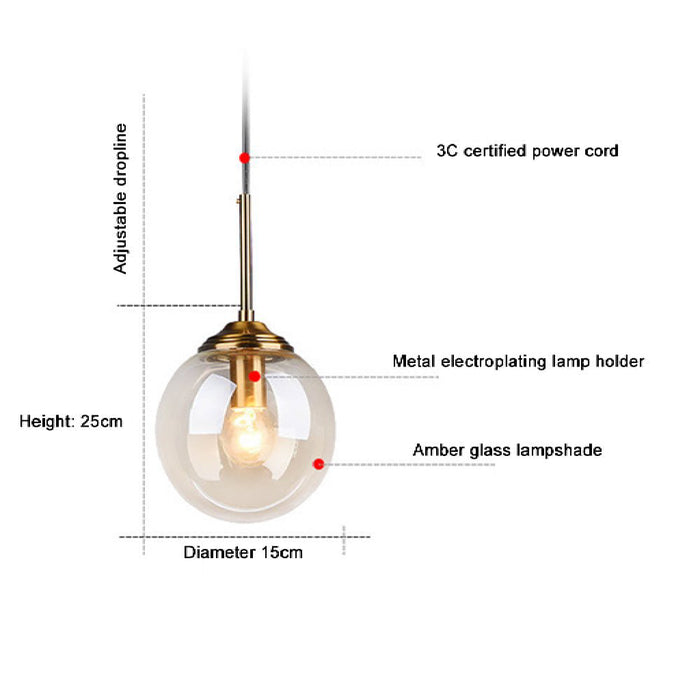 MIRODEMI Chexbres Pendant Light in the Shape of Glass Ball Lamp Details