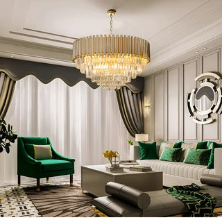 MIRODEMI Cisano sul Neva | Majestic Gold Crystal Ceiling Chandelier for Living Room