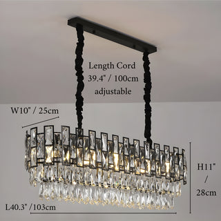 MIRODEMI Clans | Modern Rectangle Black Crystal Chandelier Sizes