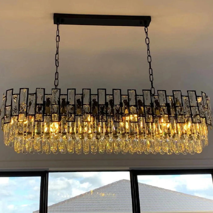 MIRODEMI® Clans | Great Modern Rectangle Black Crystal Chandelier