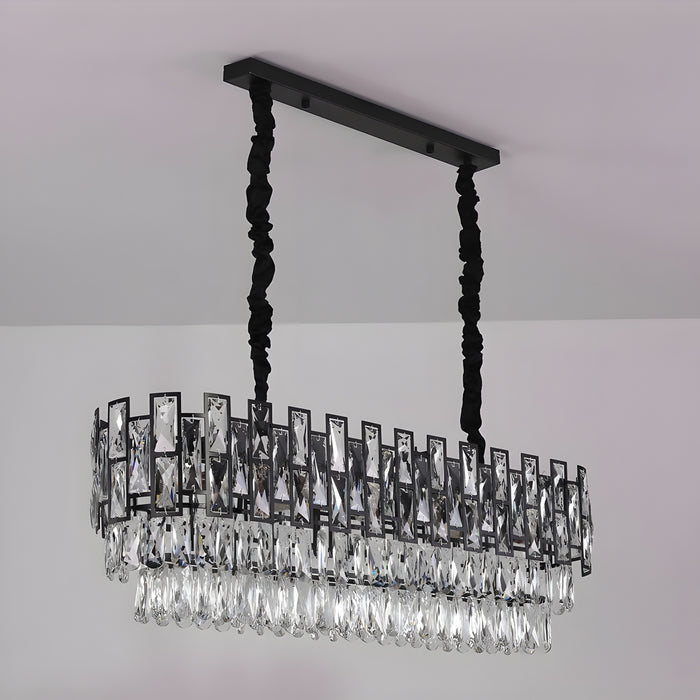 MIRODEMI Clans | Modern Luxury Rectangle Black Crystal Chandelier