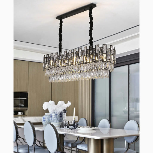 MIRODEMI® Clans | Aesthetic Modern Rectangle Black Crystal Chandelier