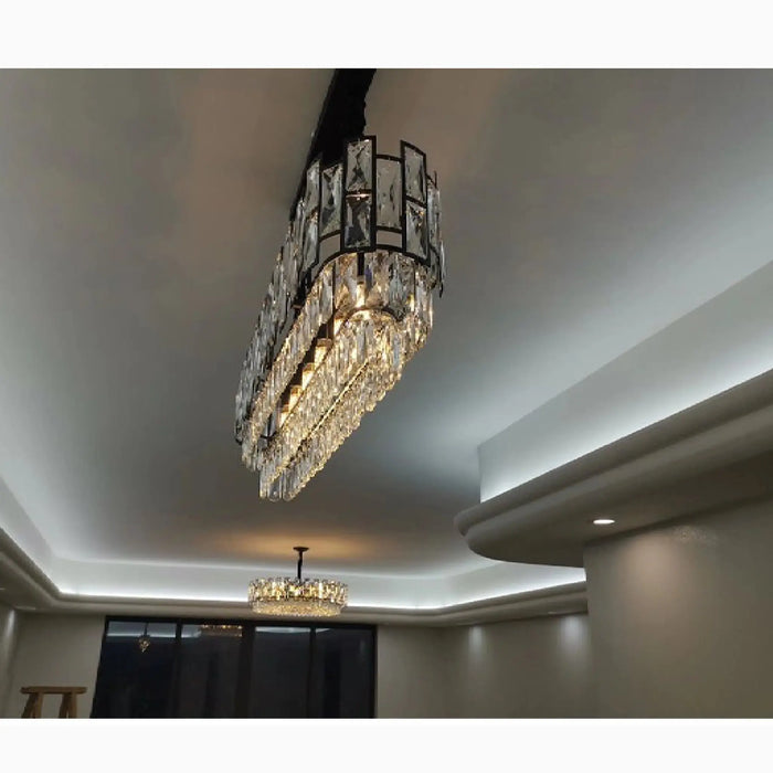 MIRODEMI® Clans | Gorgeous Modern Rectangle Black Crystal Chandelier